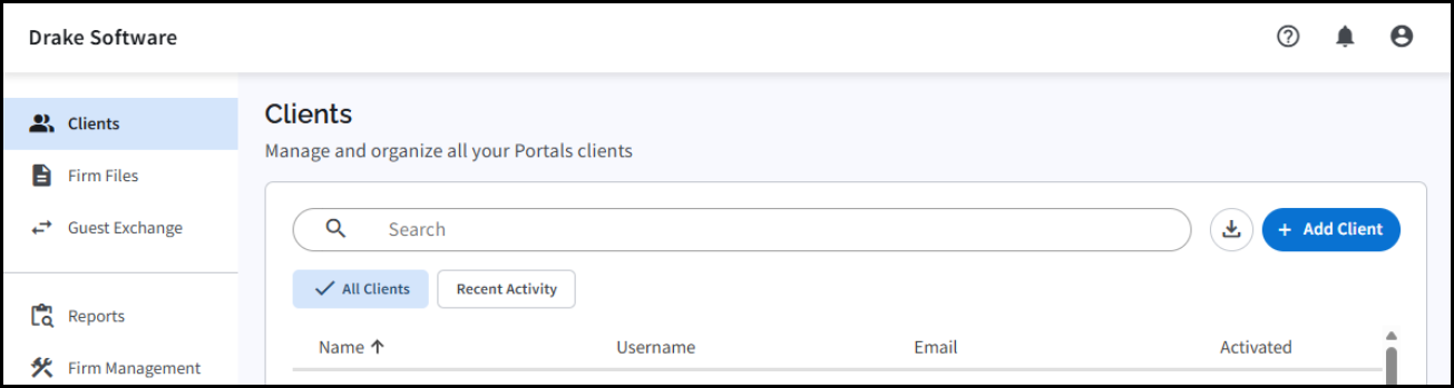Add new client button